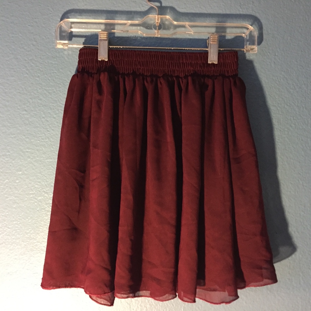 Maroon Flared Skirt